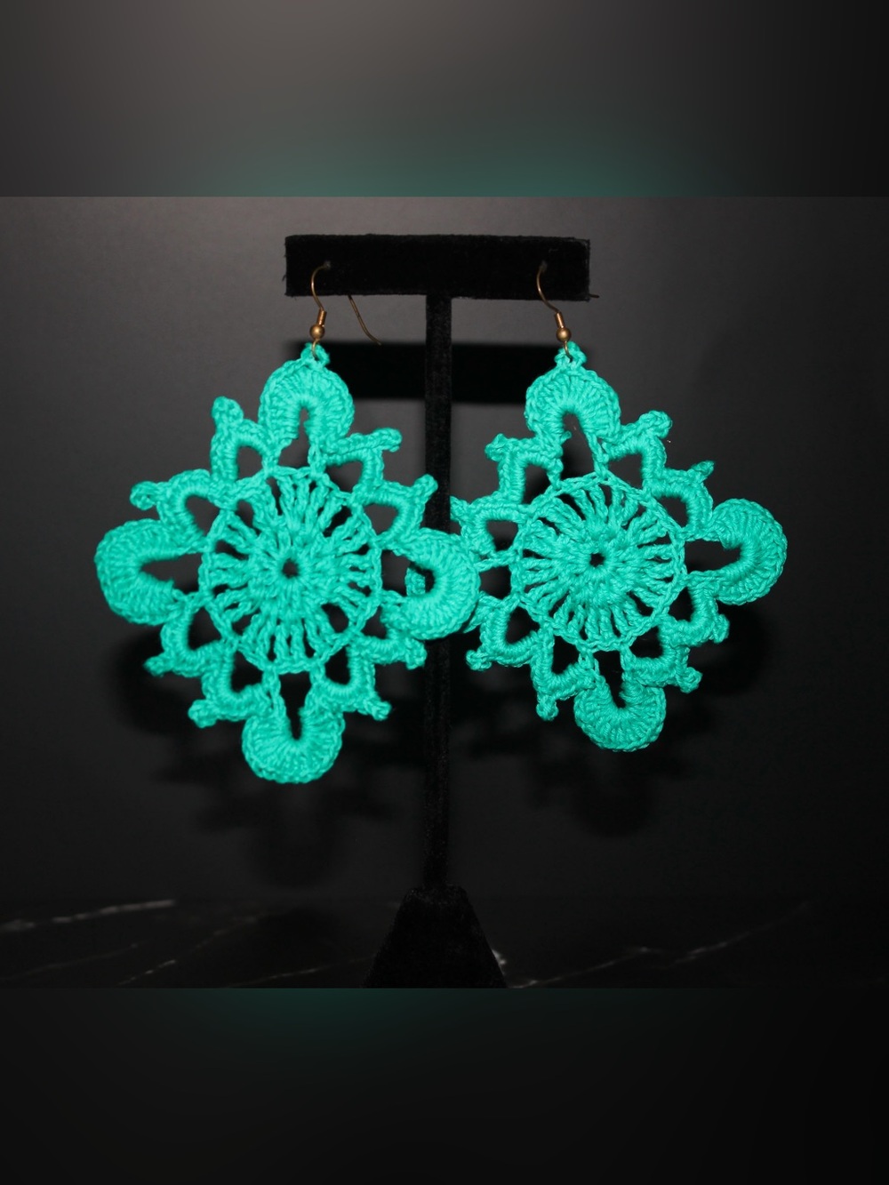 Handmade Crotchet Earrings - Turquoise